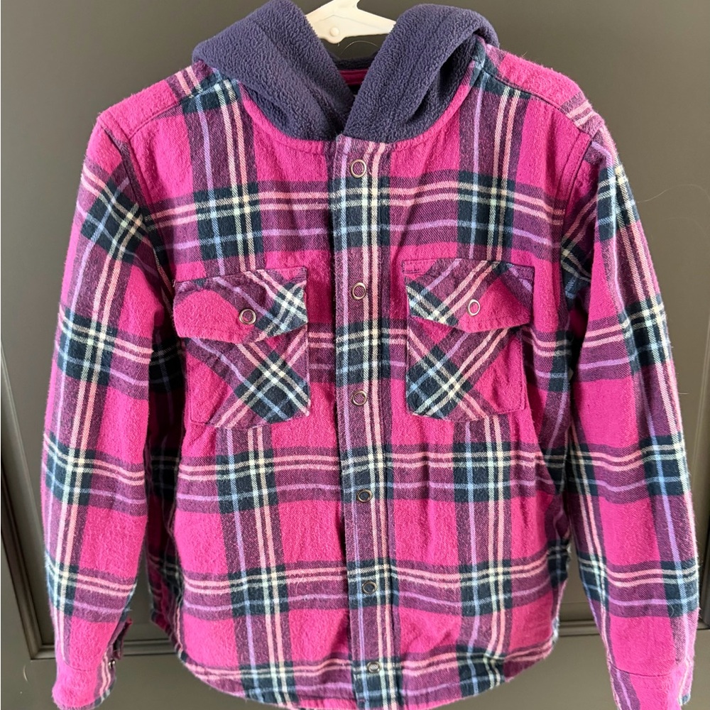 L.L. Bean Pink Plaid Kids Jacket with Hood